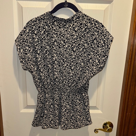 Monteau Navy and White Peplum Blouse - Picture 5 of 5